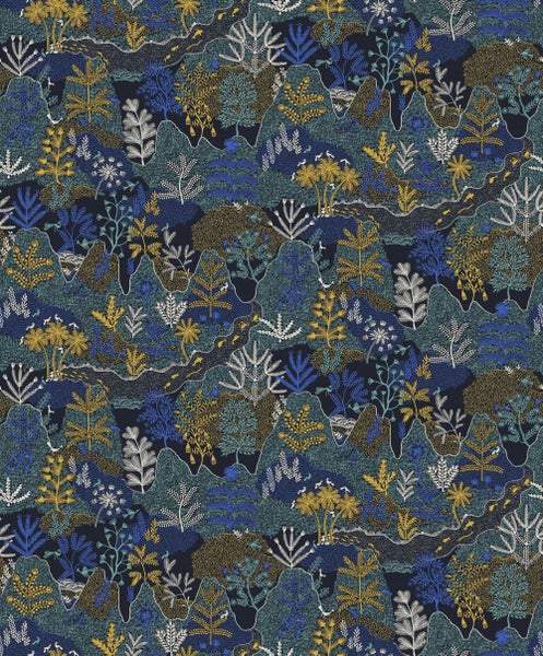 Dekoratives Tapetenmuster mit Bäumen und Pflanzen