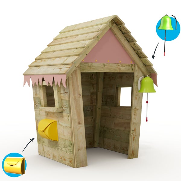 WICKEY Kinder Spielhaus Stable mit Holzdach und Fenster  - pastellpink
