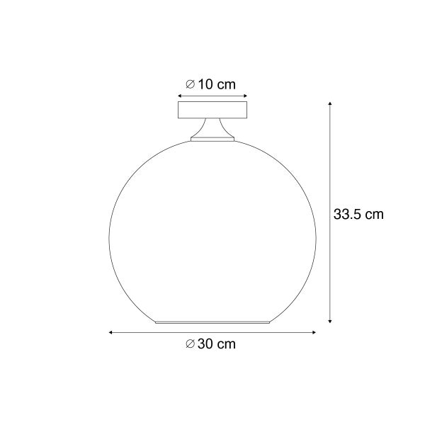 Maße der Deckenleuchte: 10 cm Durchmesser oben, 30 cm Durchmesser unten, 33,5 cm Höhe