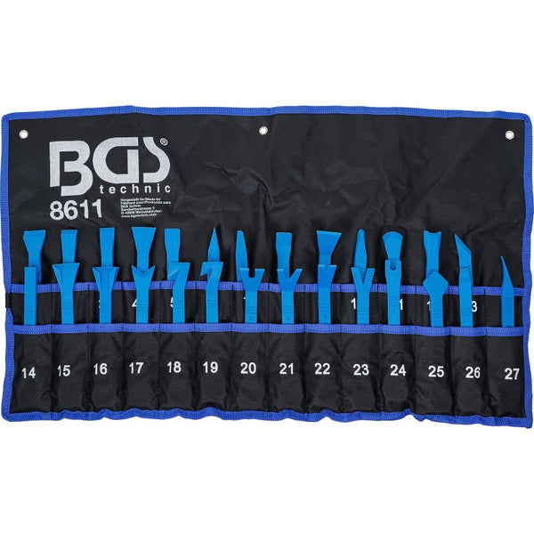 BGS Technic Logo mit 14 Kunststoff-Demontagewerkzeugen in einer Werkzeugtasche
