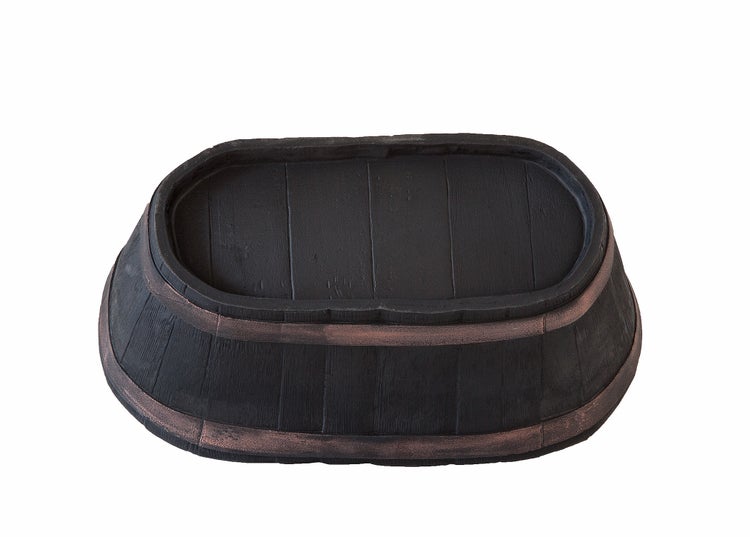 Weinfass Eichenfass Oval Kunststoff Gartenteich Teich Fass Nachbildung Länge 58 cm Breite 31 cm Höhe 24 cm
