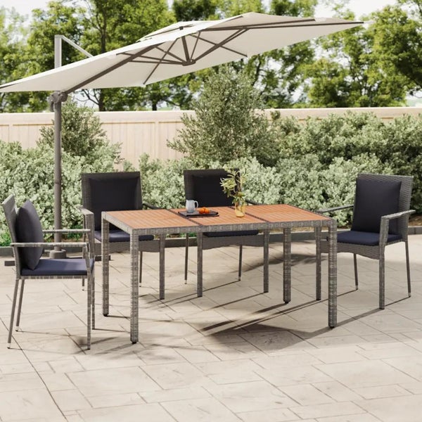 Gartentisch mit Holzplatte Grau Poly Rattan & Massivholz Akazie