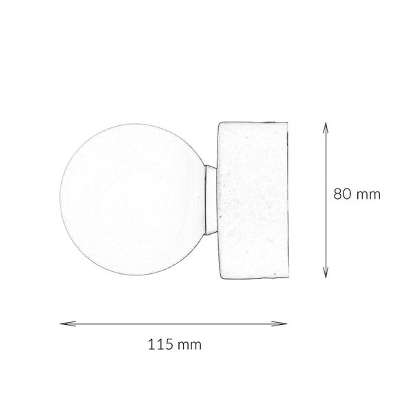 Technische Zeichnung eines Türknaufs mit Maßangaben 80 mm und 115 mm.