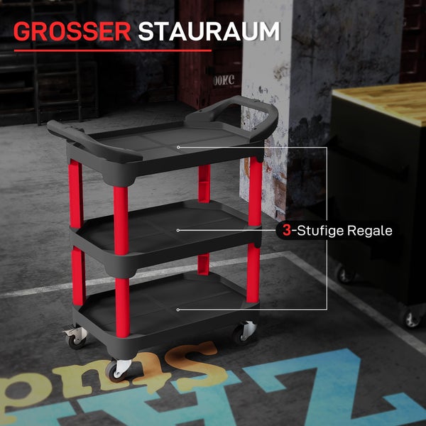Werkstattwagen mit drei Ablageflächen für mehr Stauraum