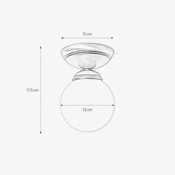 Skizze einer Deckenleuchte mit den Maßen 12 cm und 17,5 cm