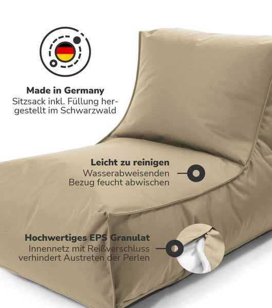 Sitzsack in Liegeform mit zusätzlichem Bezug