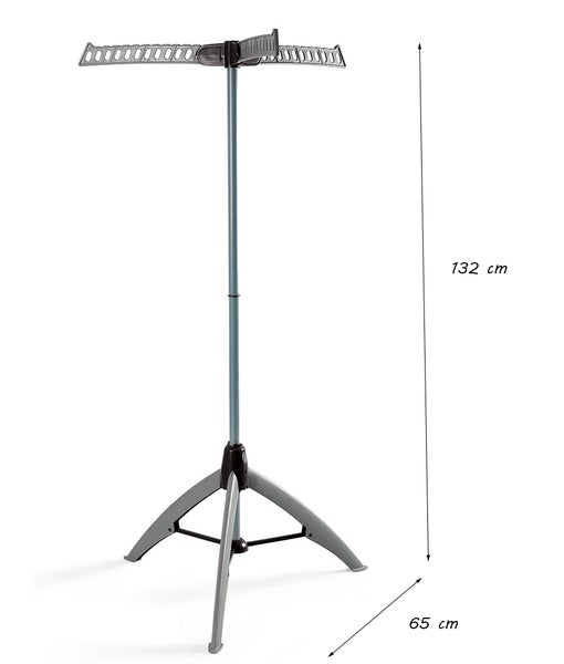Wäscheständer mit einer Höhe von 132 cm und einer Breite von 65 cm.