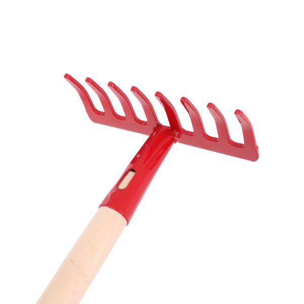 Gartenrechen mit Holzstiel und Metallzinken