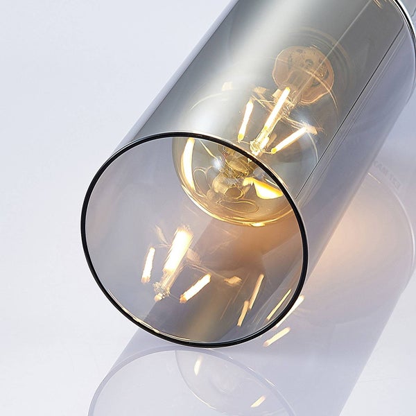 Lindby Esstisch Pendelleuchte 1flammig, Hängeleuchte Glas Metall Hängelampe Rauchgrau 1x E27 max. 25W ohne Leuchtmittel Wohnzimmer Glasleuchte