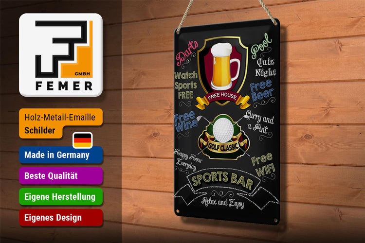 Blechschild Spruch 20x30cm sports bar Golf relax and enjoy