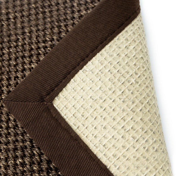 FLOORDIREKT Sisal-Teppich Tiger-Eye - aus 100% Sisal - mit Brodüre - Dunkelbraun - 200 x 290 cm