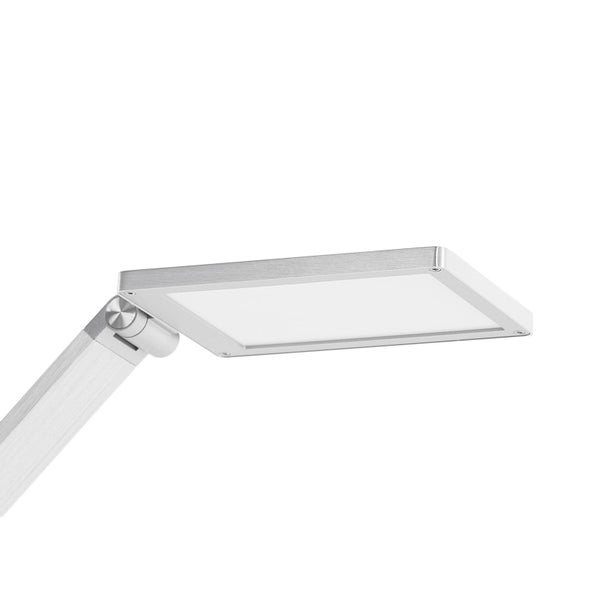 Rechteckiger LED-Lampenkopf aus gebürstetem Metall mit verstellbarem Gelenk.