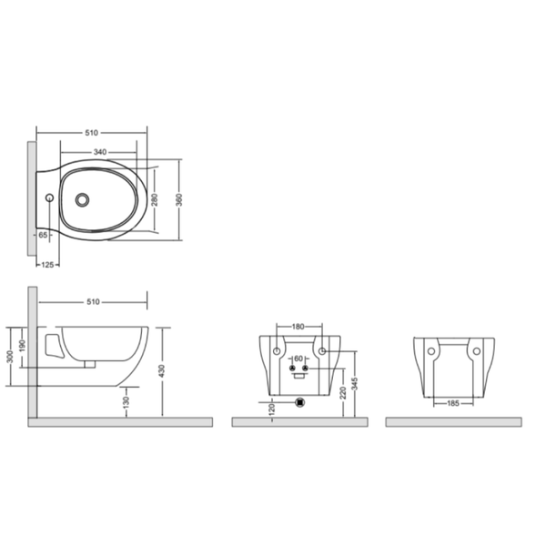 Keramik-Wandbidet, glänzend weiß| Patascoss