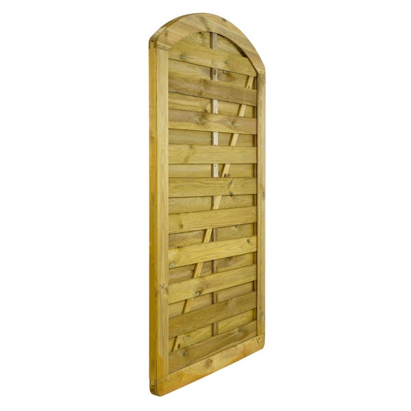 Gartentor aus Holz mit gerundetem oberen Abschluss