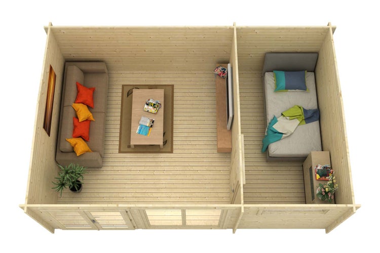 Alpholz Gartenhaus Atrium-E aus Massiv-Holz, Gerätehaus mit 70 mm Wandstärke, Garten Holzhaus inklusive Montagematerial, Geräteschuppen Größe: 598 x 400 cm, Pultdach