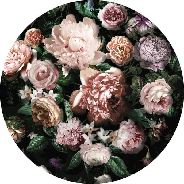 Sanders und Sanders selbstklebende runde Tapete Blumen-Couture Rosa und Grün - Ø 125 cm - 611734