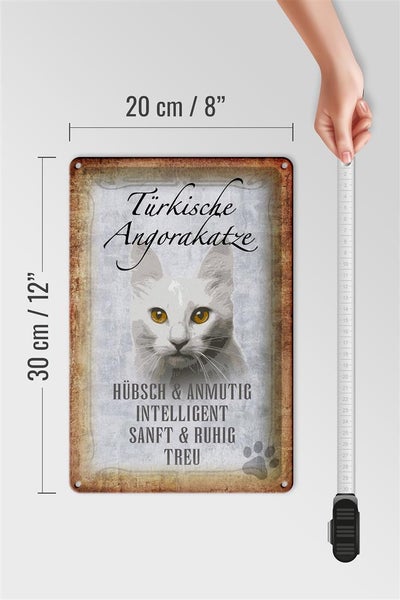 Blechschild Spruch 20x30cm türkische Angorakatze Schild