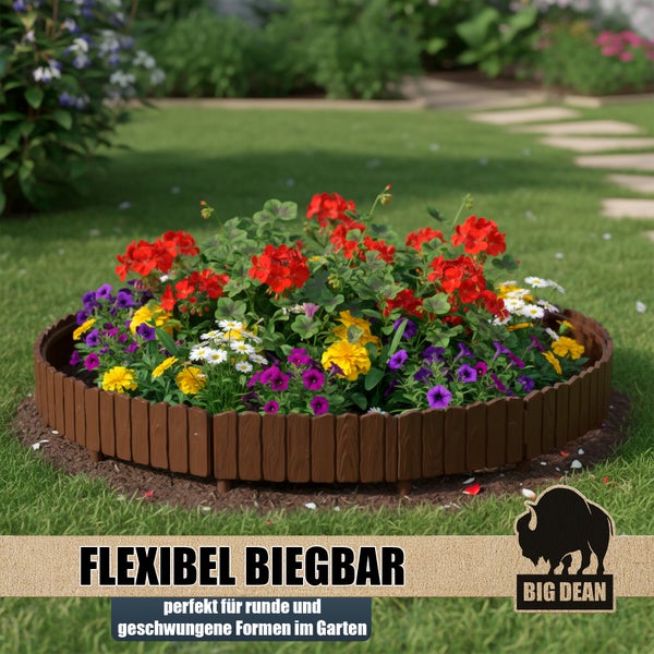 Garten mit Hochbeet aus Kunststoff mit Blumen