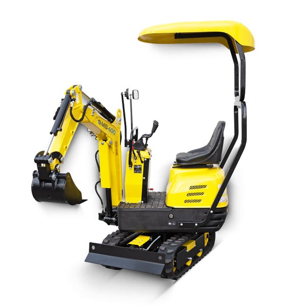 BAMATO Minibagger MIB-600 - Kompakter Mini-Bagger mit Zubehörset für Garten und Baustelle