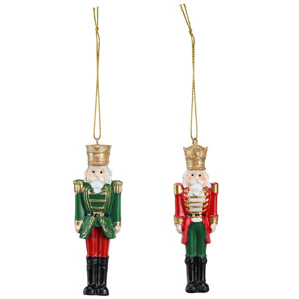 Zwei Nussknackerfiguren als Weihnachtsbaumschmuck