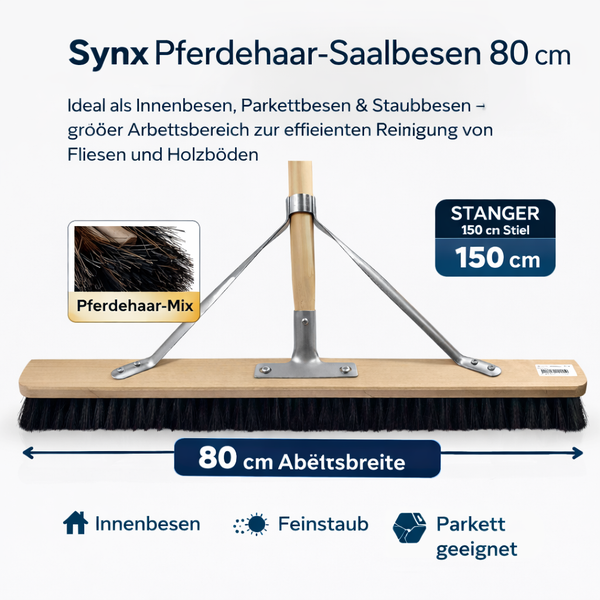 Synx Saalbesen mit Pferdehaarmischung und 80 Zentimeter Arbeitsbreite