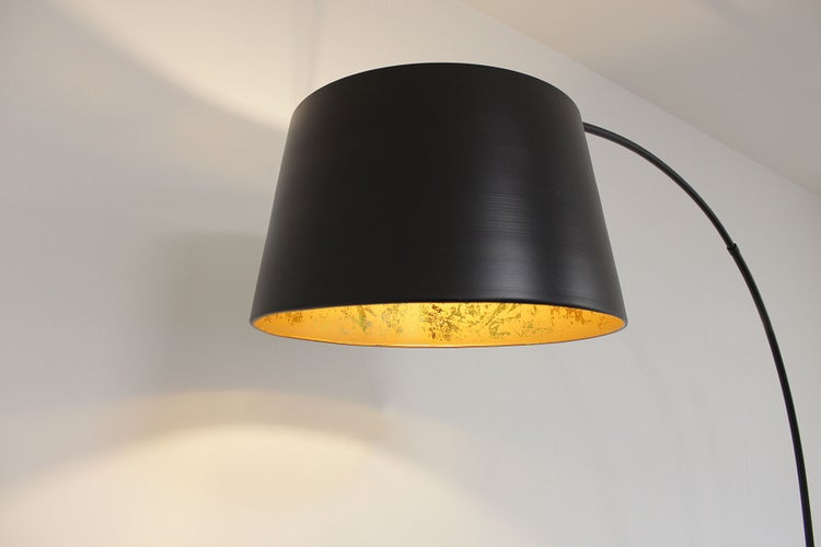 Bogenleuchte Glarona matt schwarz + blattgold 207 cm 10957