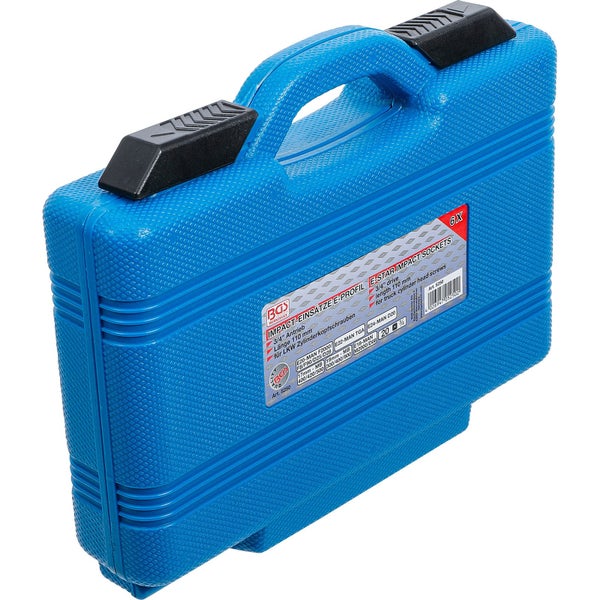 Blauer Werkzeugkoffer mit E-Profil Impact Einsätzen für LKW Zylinderkopfschrauben