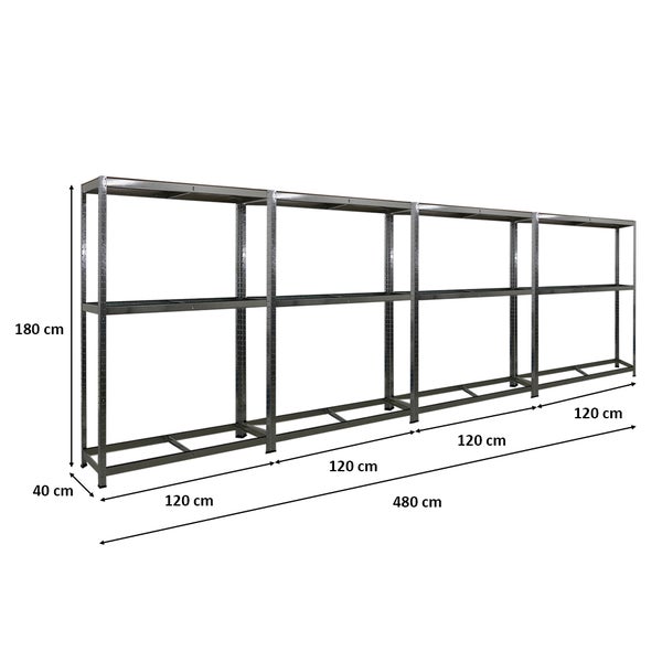 PROREGAL Mega Deal 4x Reifenregal RAGNAR HxBxT 180 x 120 x 40cm bis zu 8 Reifen auf 2 Ebenen + Ablage 265kg Fachlast Verzinkt