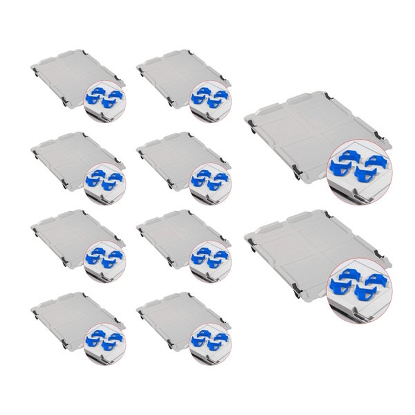 PROREGAL Spar Set 10x Eurobox Nextgen Economy Mit Auflagedeckel & 4x Schiebeschnappverschlüsse Blau Griffe Offen HxBxT 32 x 30 x 40 cm 30 Liter