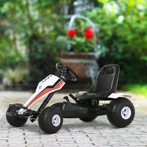 HOMCOM Kinder Go Kart, 104L x 66B x 57H cm, Stahl, Weiß