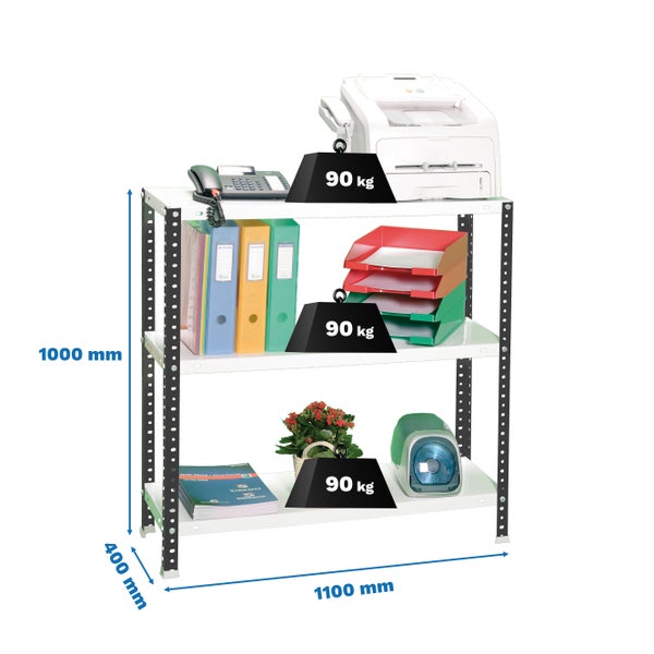 Schraubregal PANDA SMALL | HxBxT 100x110x40cm | Fachlast 90kg | Anthrazit-Weiß