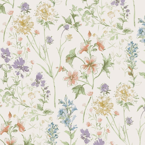 Tapete mit Aquarell Wildblumenmotiv für eine natürliche Wandgestaltung