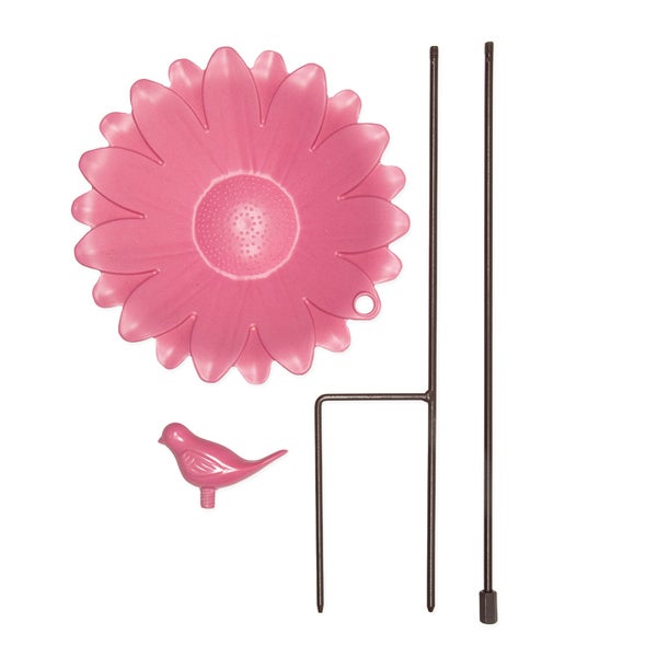 Blumenförmiges Vogelbad zur Garteninstallation mit Vogelattrappe und Halterung