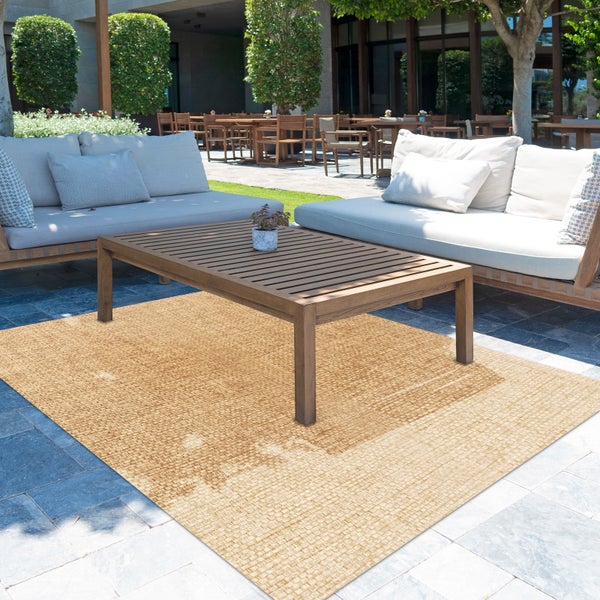 FLOORDIREKT Outdoorteppich - Wetterbeständiger Außenteppich - Ella - Beige - 80 x 150 cm