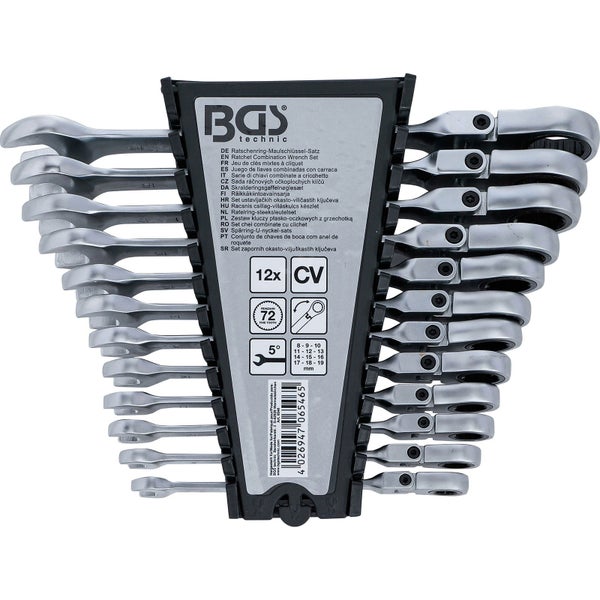 BGS Ratschenring-Maulschlüssel-Satz abwinkelbar SW 8 - 19 mm 12tlg. - 6546