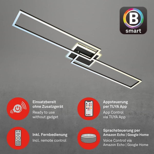 LED Deckenleuchte CCT WiFi Bluetooth App 40W schwarz Metall-Kunststoff Briloner