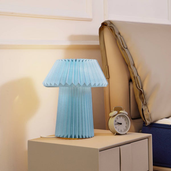 Lindby Tischlampe Magali in Blau aus Papier (1 flammig, E14) - Tischleuchte Schreibtischlampe Nachttischlampe Wohnzimmerleuchte