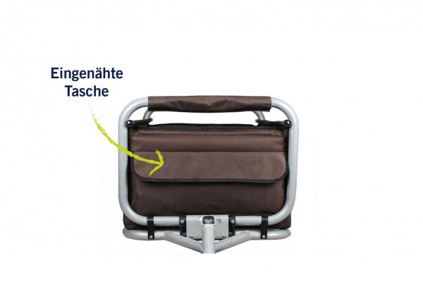 Zusammengeklappter Bollerwagen mit integrierter Tasche am Rahmen
