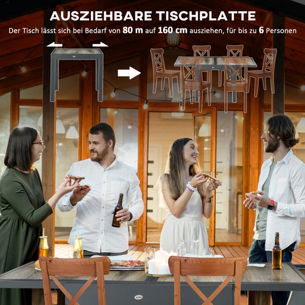 Outsunny Beistelltisch, 80/160L x 80B x 75H cm, Aluminium, Kunststoff, mehrfarbig
