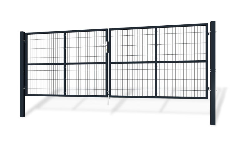 RAZO Gartentür  Breite 408  x Höhe 146 cm Gartentür  + Tor 1 m Gartentür  H.140 cm Grau, inkl. Griff, Schloss und Schlüssel I Gartenpforte Einfahrtstor Hoftür