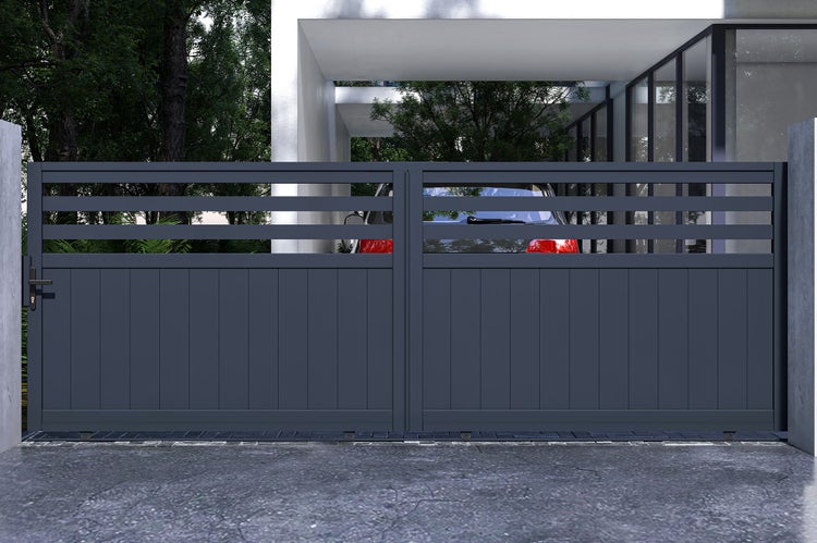 Doppelflügeltor aus Aluminium für den Außenbereich