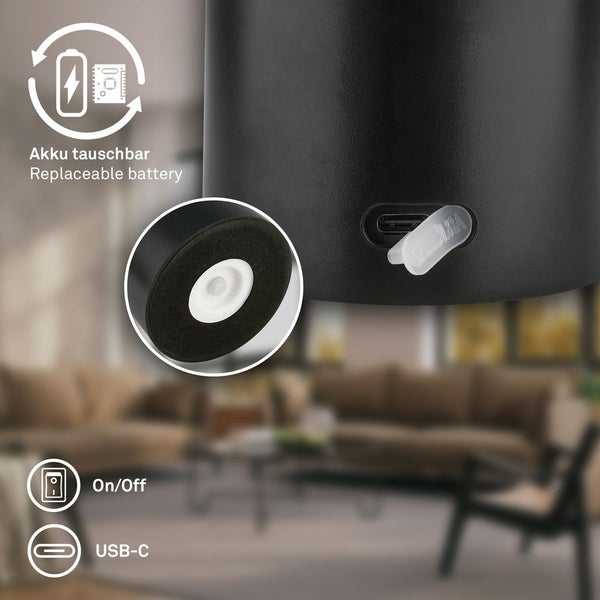 LED Tischlampe Akku LED Tischleuchte Kabellos Dimmbar Touch Outdoor Warmweiß