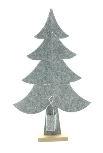 FRANK FLECHTWAREN | LED-Tanne Filz, 34 x 6 x 56 cm, FILZ, KUNSTSTOFF, HOLZ,