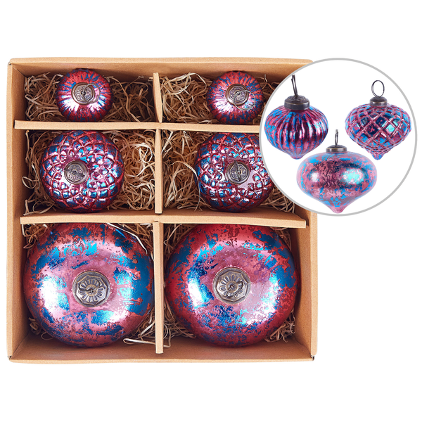 Weihnachtskugel 6er Set ASTRALE Glas Rosa