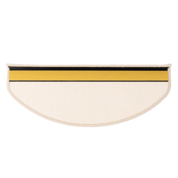 FLOORDIREKT Premium Sisal-Stufenmatte - Umkettelt & Selbstklebend - Halbrund - Elfenbein - 23,5 x 65 cm