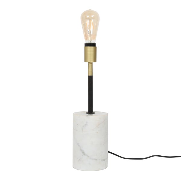 Tischlampe mit Marmor Sockel Weiß Gold | Wohnzimmer Esszimmer Leuchte