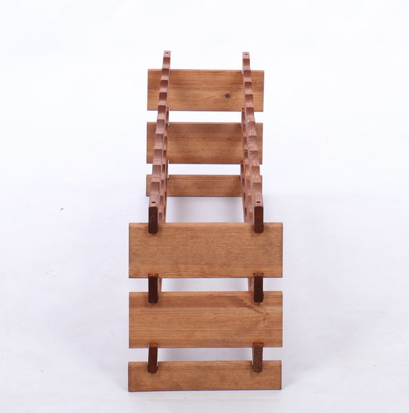 Weinregal VINOTECA FLEX PRO HxBxT 37x103x28cm 30 Flaschen auf 3 Ebene Massives Kiefernholz Braun geölt