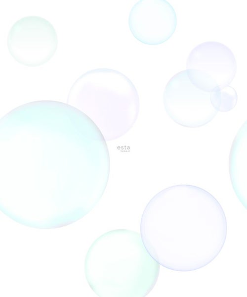 ESTAhome Fototapete große Blasen Lila, Hellrosa, Mintgrün und Blau - 250 x 279 cm - 158859