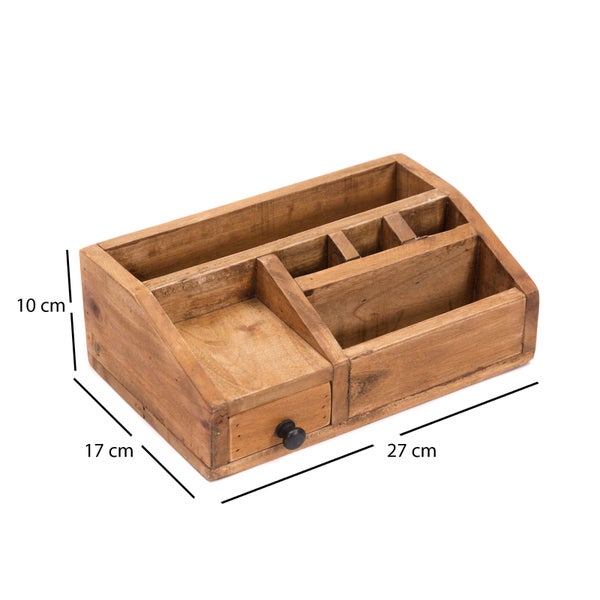 Organizer Study Mahagoni Massivholz, 5 Fächer mit Schublade naturfarben