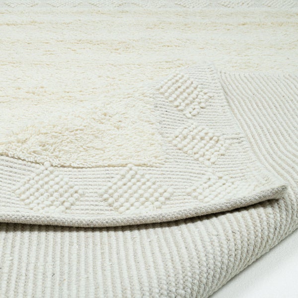 Eleganter Handwebteppich aus Wolle Beige 70x140 cm